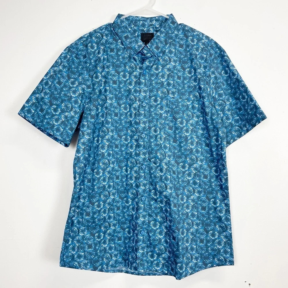 NEW 14th & Union Shirt Mens Size XL Blue Short Sleeve Shirt Button Up NWOT